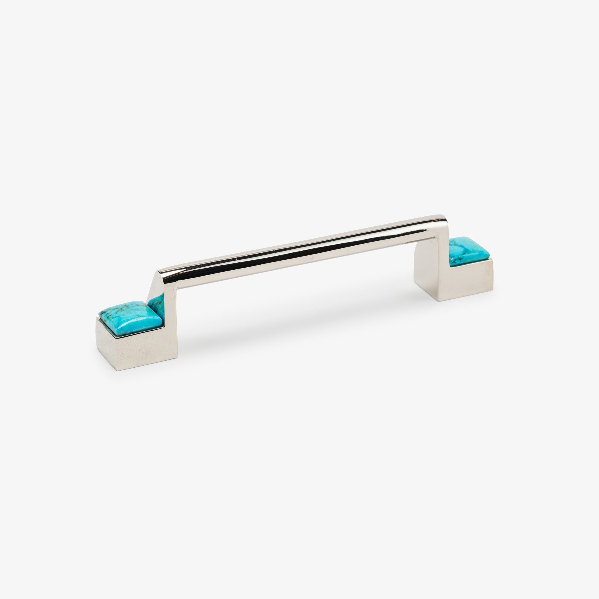 Porter Turquoise Bar Pull (6" c-c) - Polished Nickel
