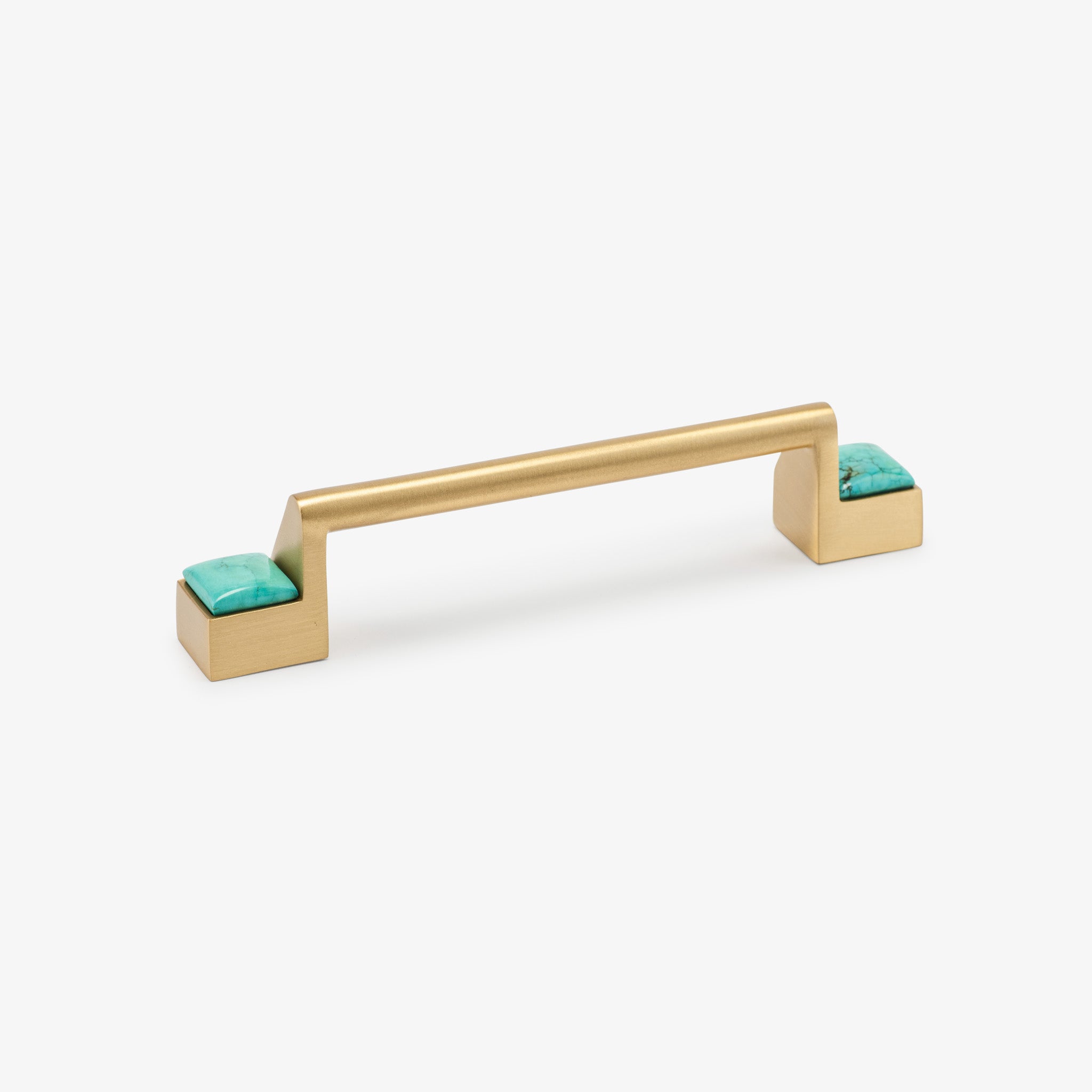 Porter Turquoise Bar Pull (6" c-c) - Satin Brass Matte
