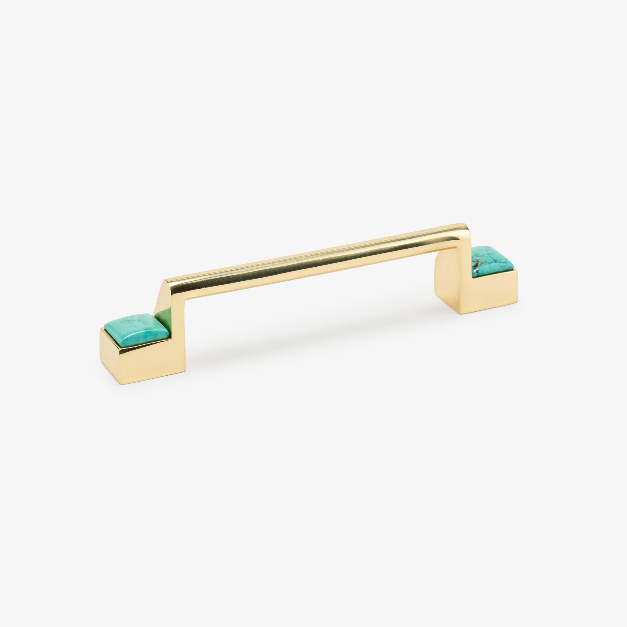 Porter Turquoise Bar Pull (6" c-c) - Polished Brass