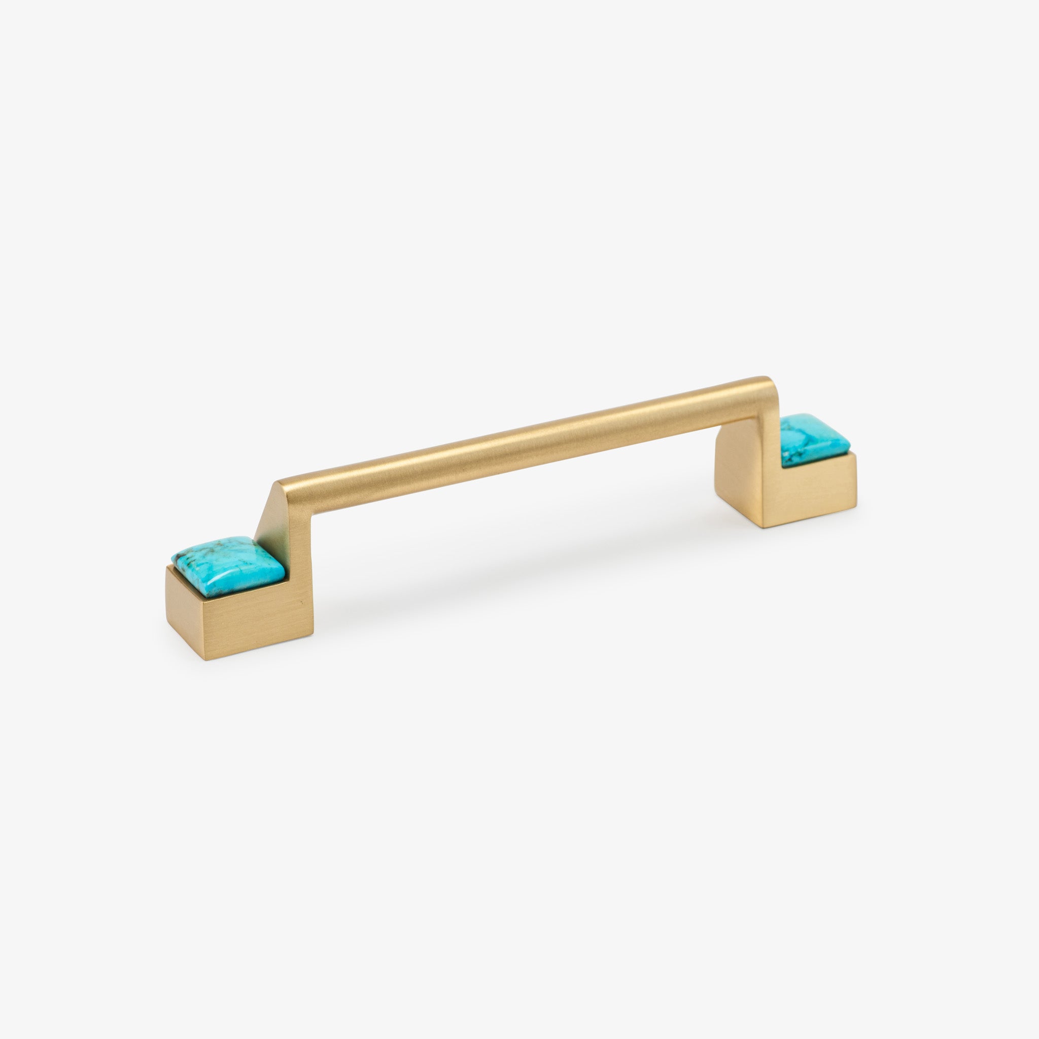 Porter Turquoise Bar Pull (6" c-c) - Satin Brass Matte