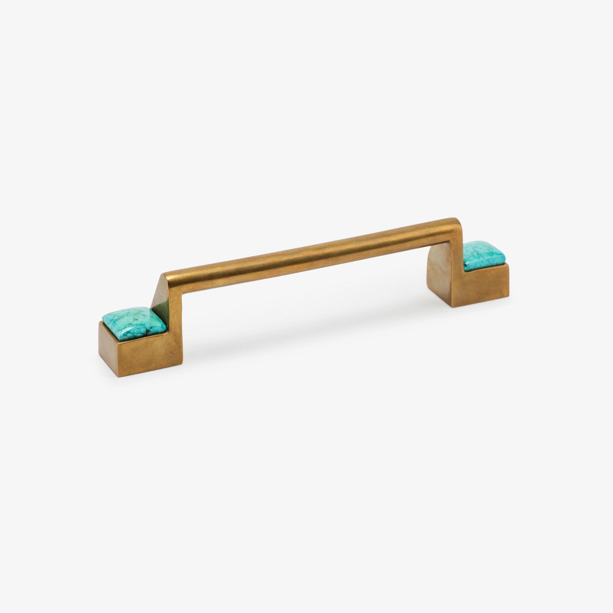 Porter Turquoise Bar Pull (6" c-c) - Burnished Brass