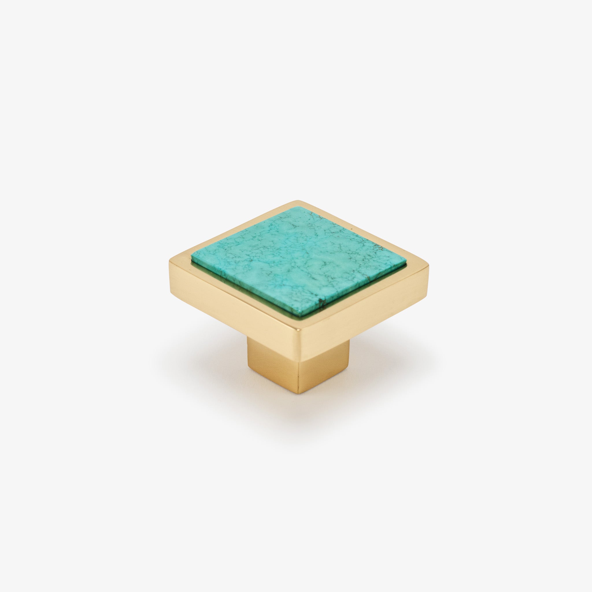 Horne 1.89" Turquoise Knob - Polished Brass