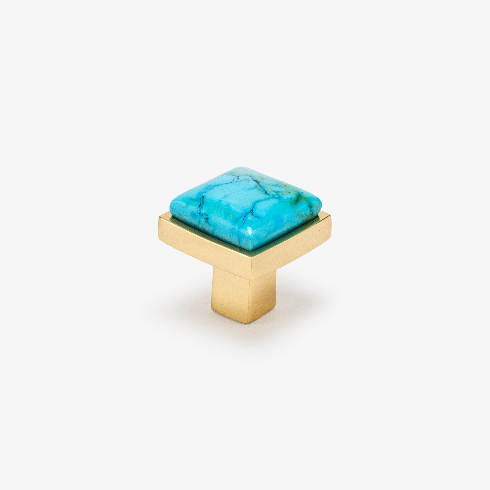 Horne Turquoise Knob  - Polished Brass