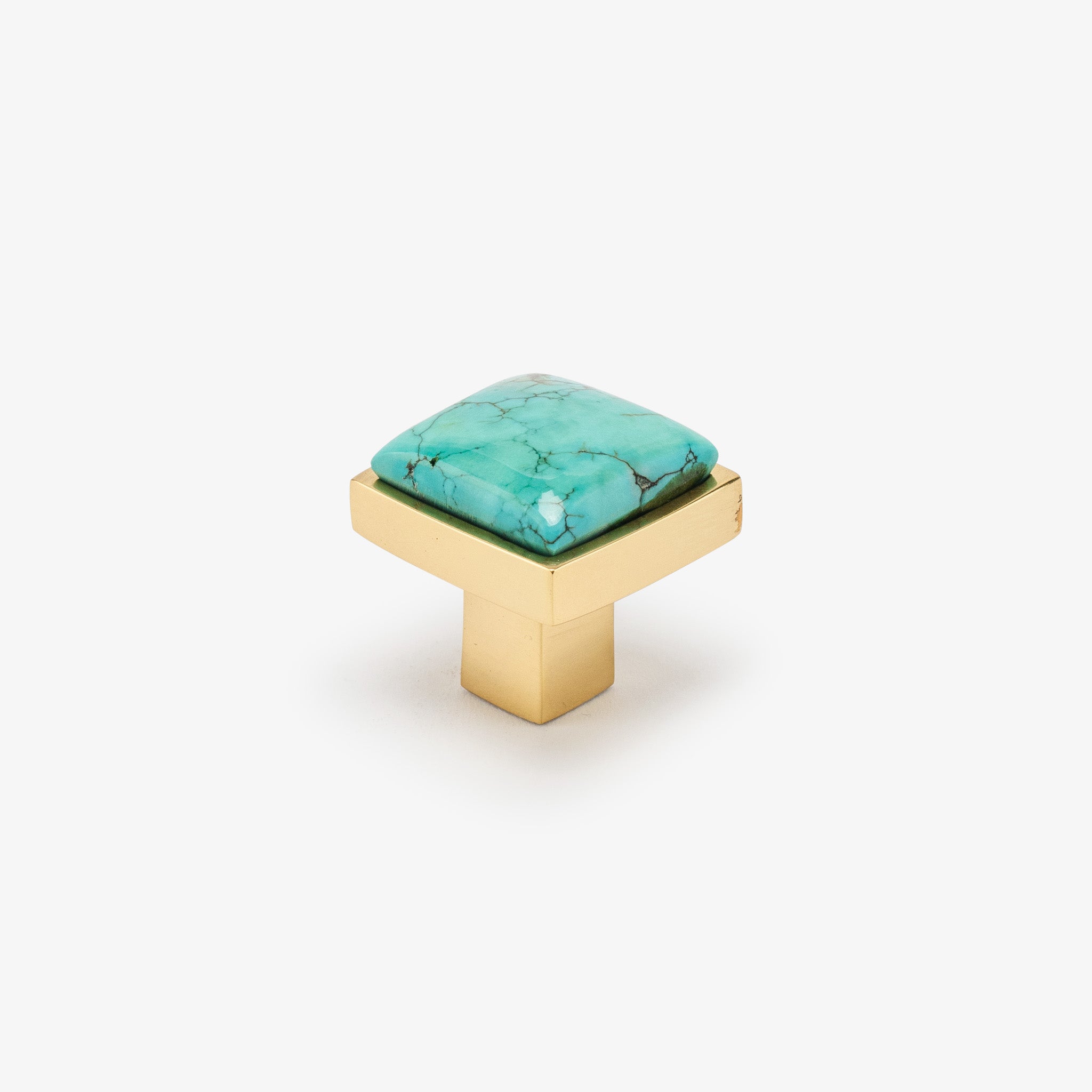 Horne 0.89" Turquoise Knob - Polished Brass