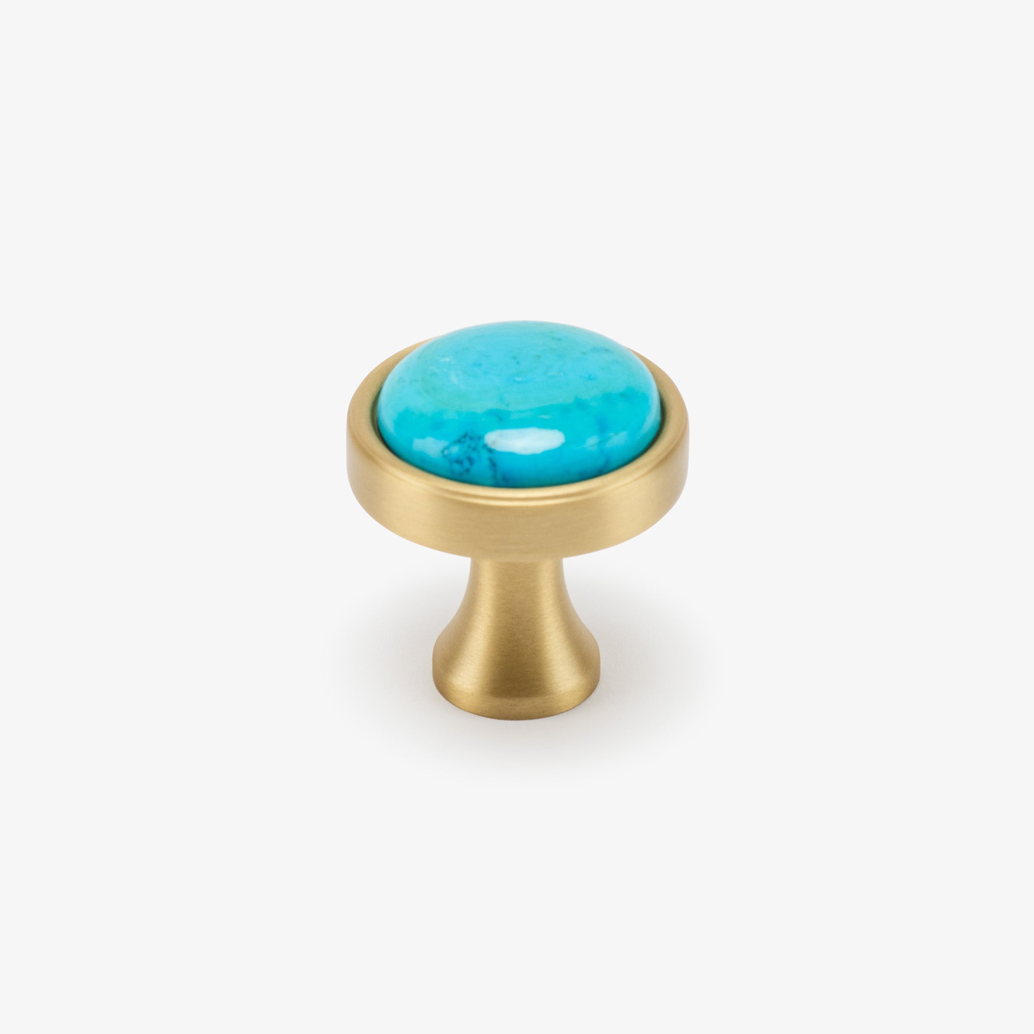 Lane 1.40" Turquoise Knob - Satin Brass Matte