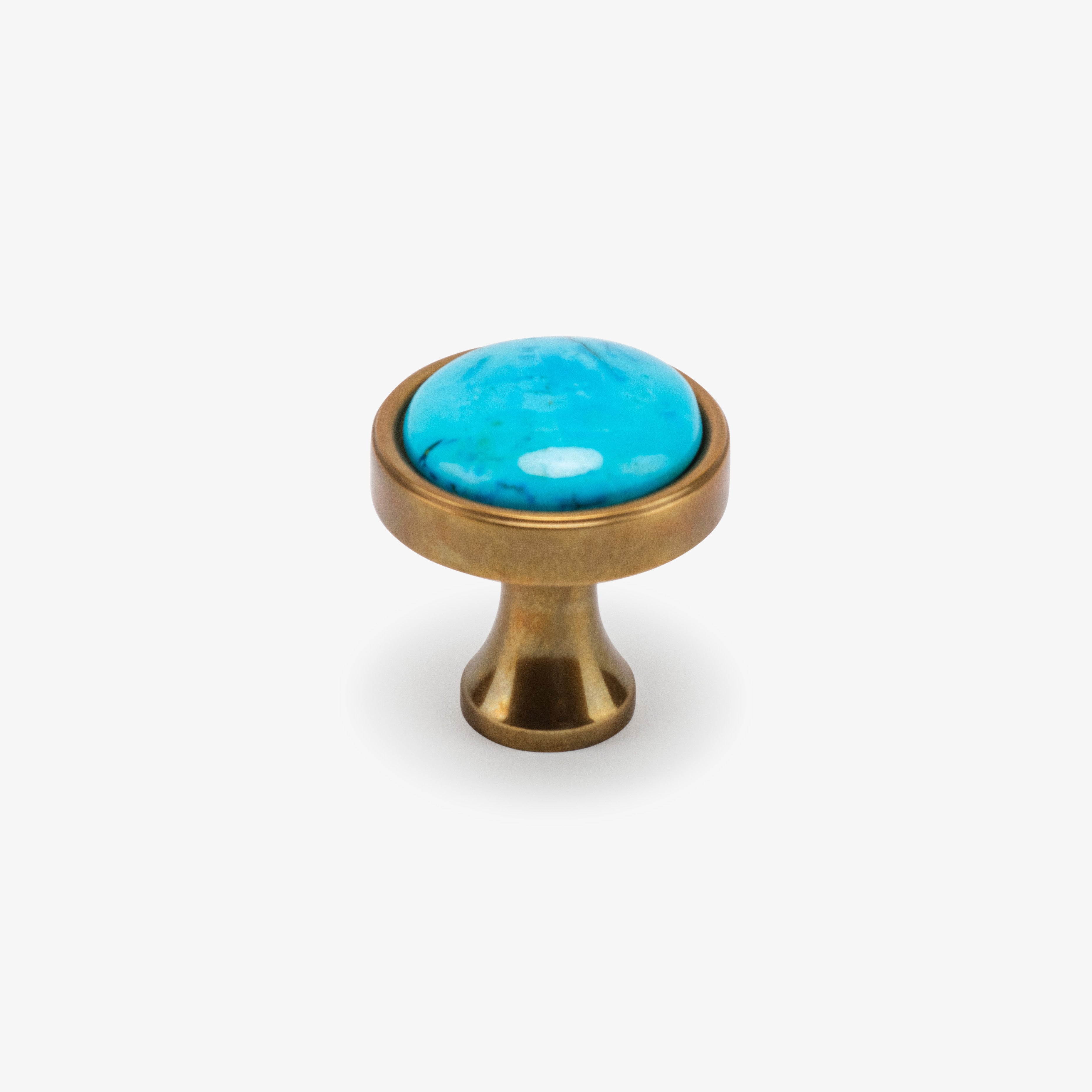 Lane 1.40" Turquoise Knob - Burnished Brass