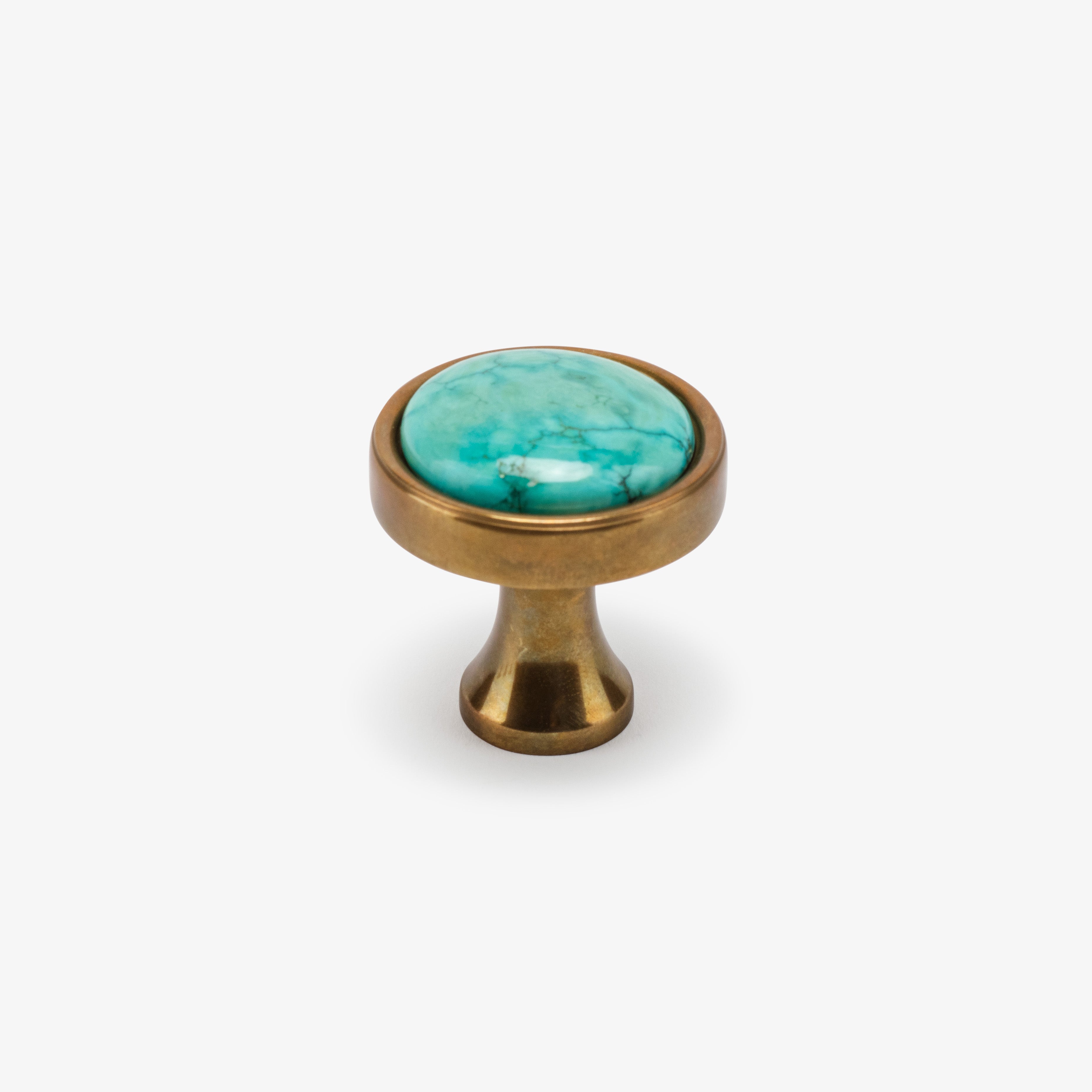 Lane 1.40" Turquoise Knob - Burnished Brass