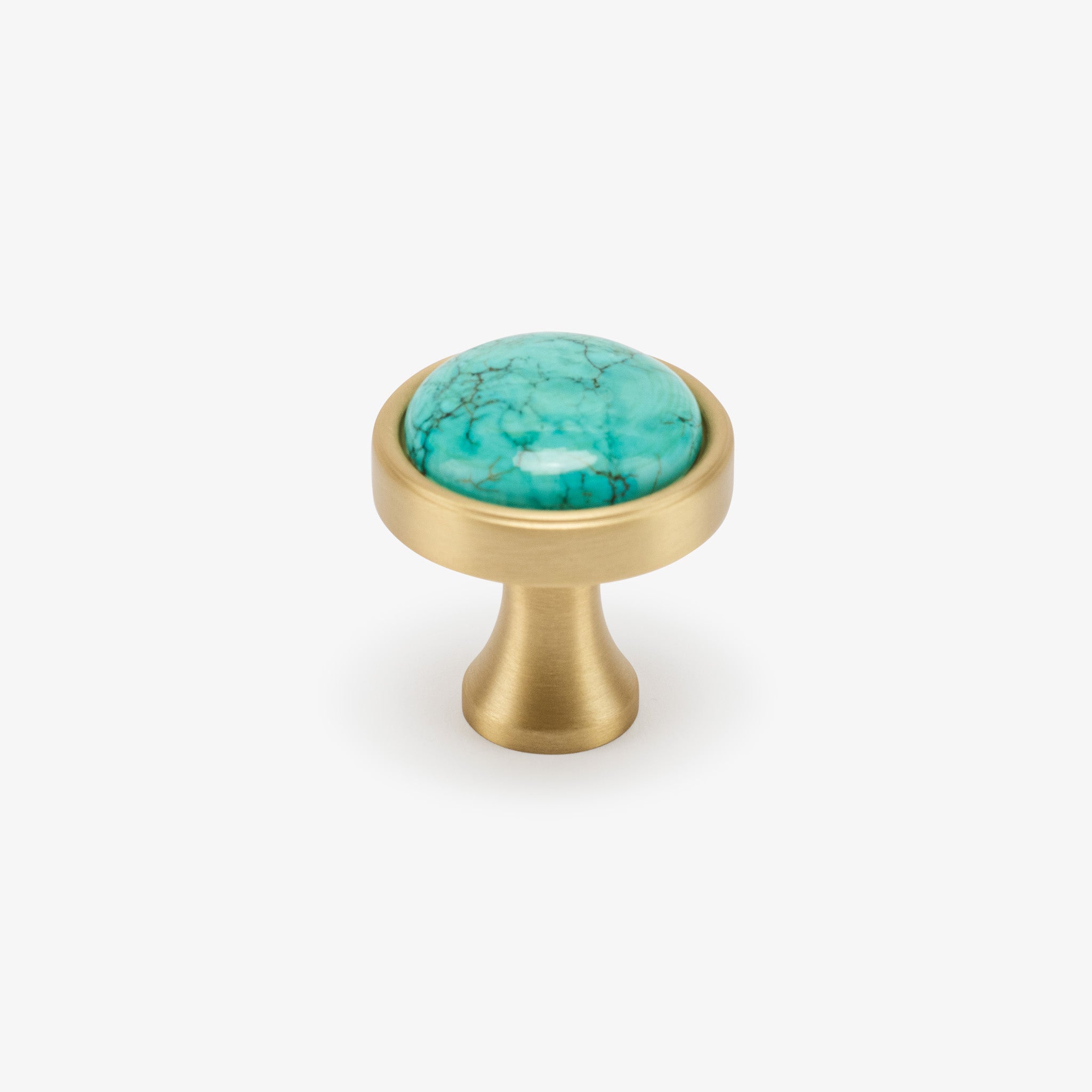 Lane 1.40" Turquoise Knob - Satin Brass Matte
