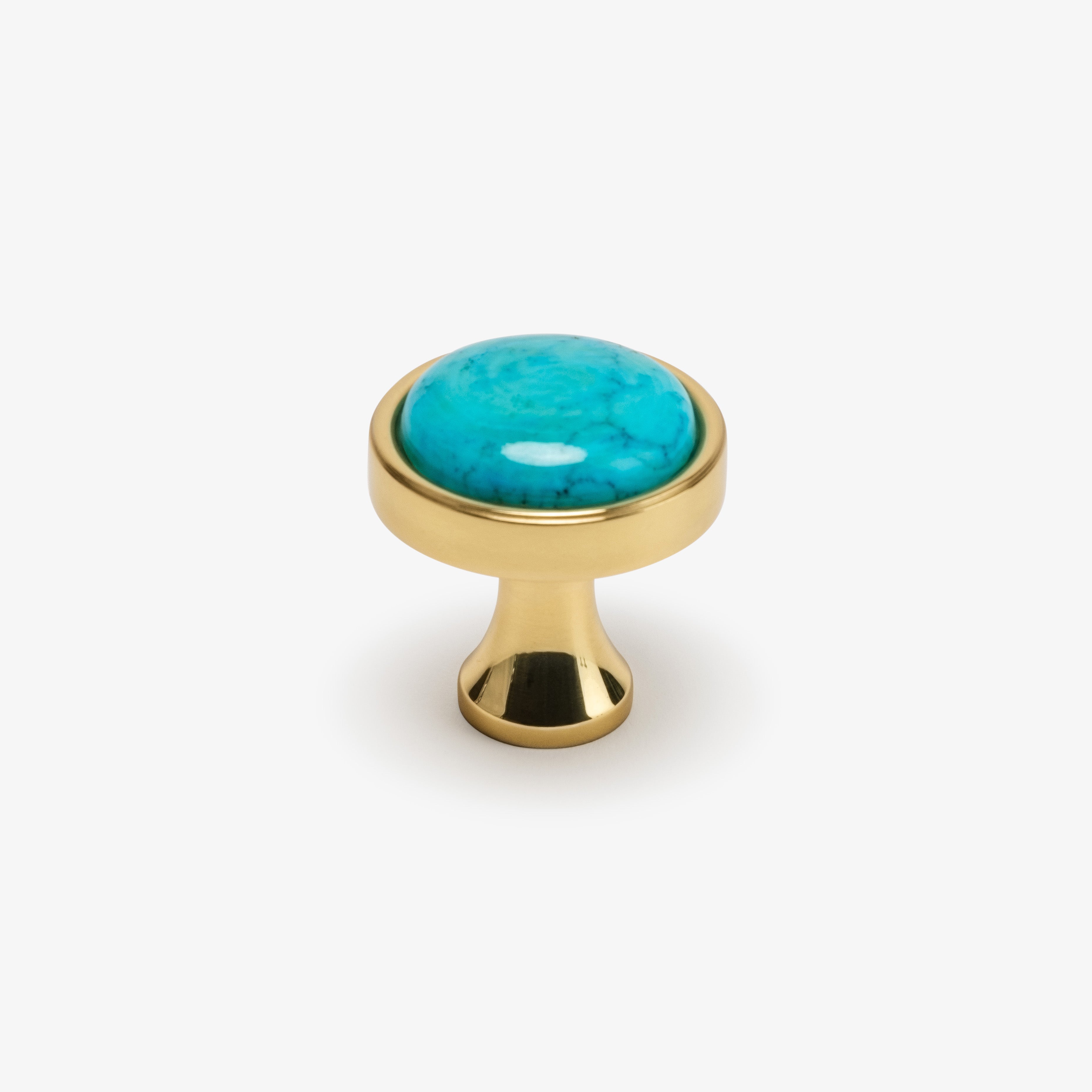Lane 1.40" Turquoise Knob - Polished Brass