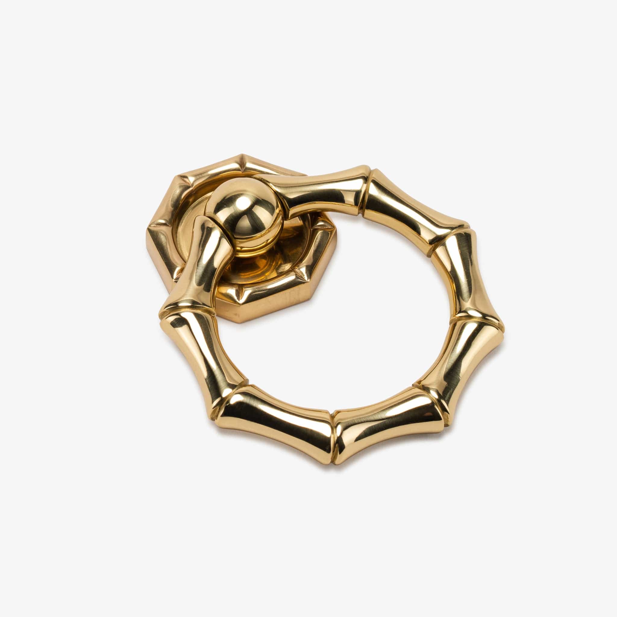 Bamboo Ring Pull w/ Bamboo 1.60" Backplate - Polished Brass