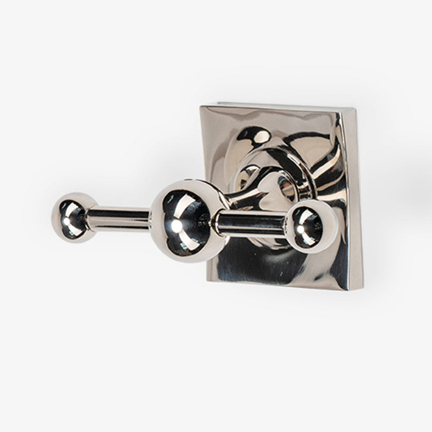 Maddison Brass Double Hook - Polished Nickel