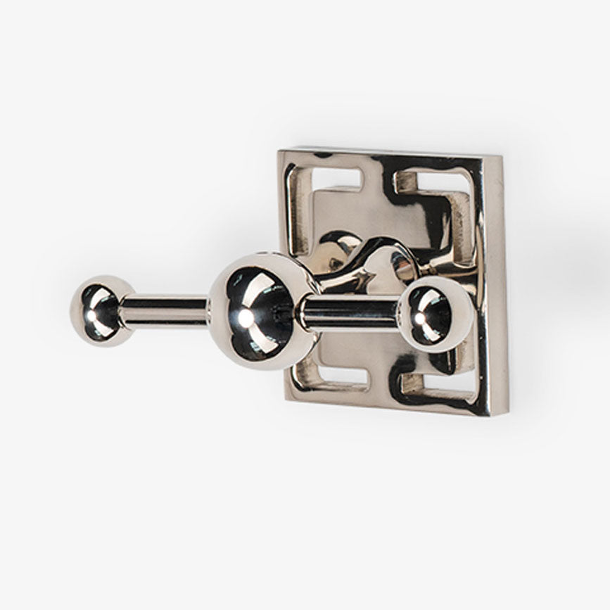 Benson Brass Double Hook - Polished Nickel