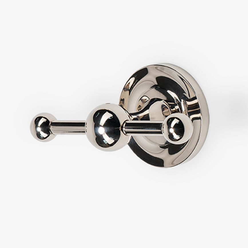Cosmos Brass Double Hook - Polished Nickel