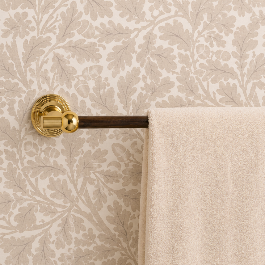 Laurel 18" Wood Towel Bar- Polished Brass