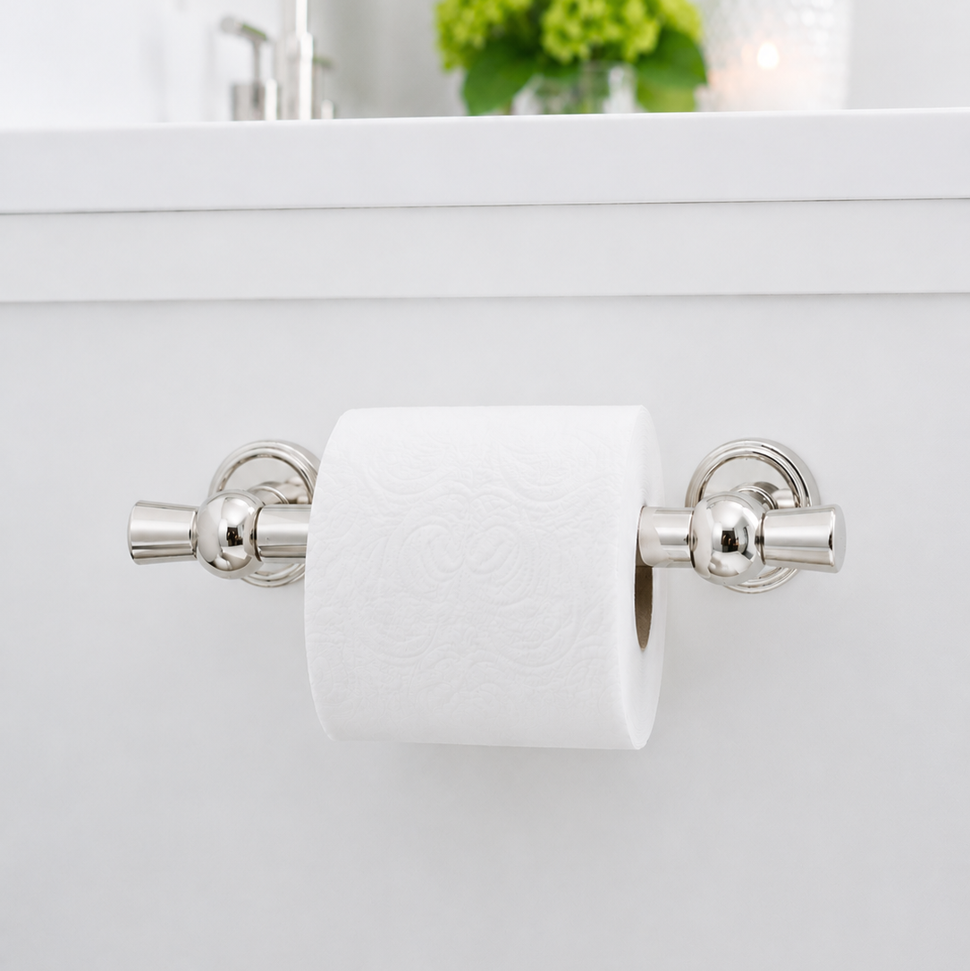 Alden Brass Spring Bar Toilet Paper Holder - Polished Nickel