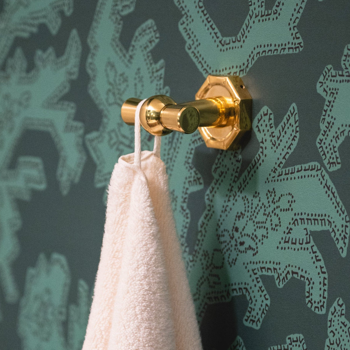 Bamboo Brass Double Hook - Polished Brass