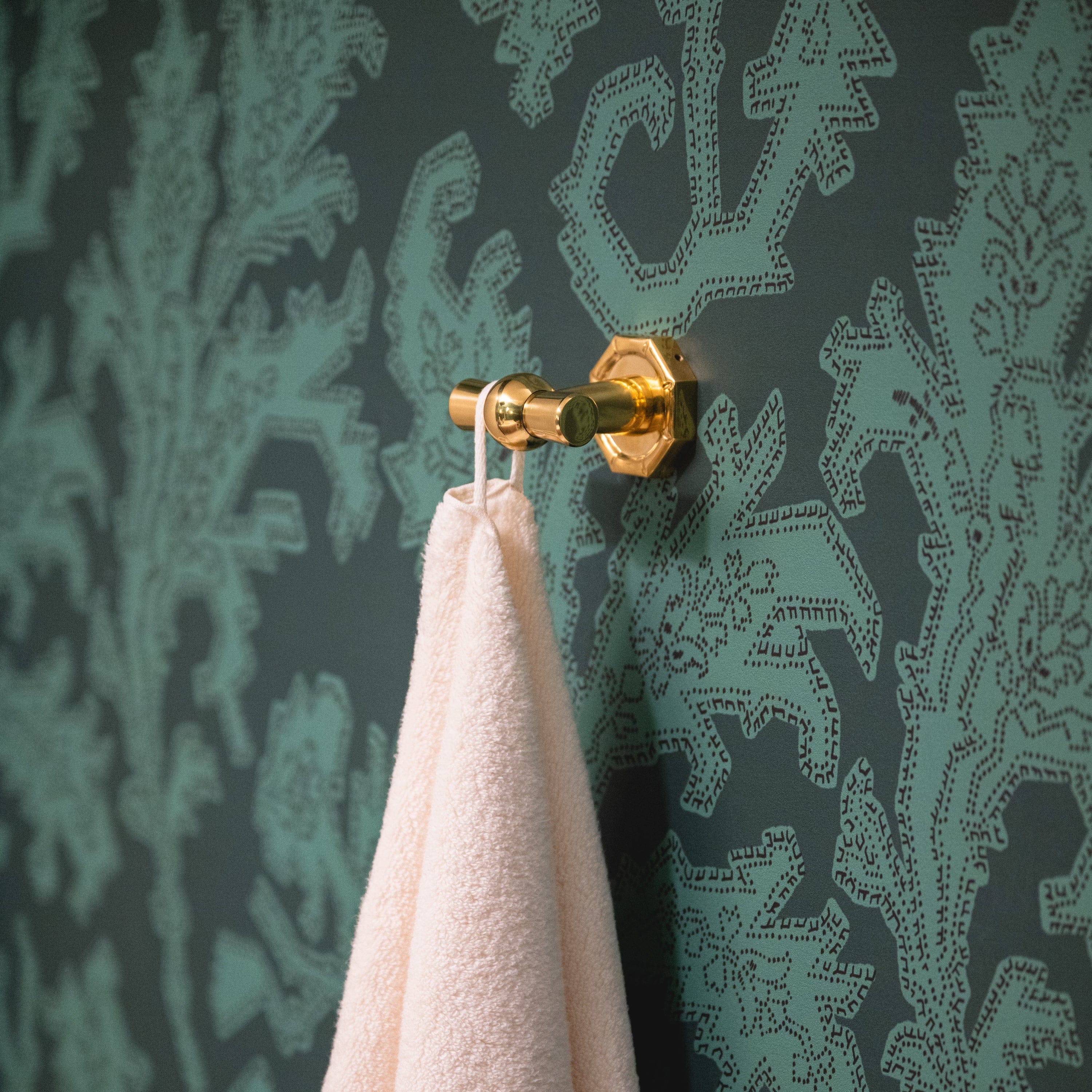 Bamboo Brass Double Hook - Polished Brass