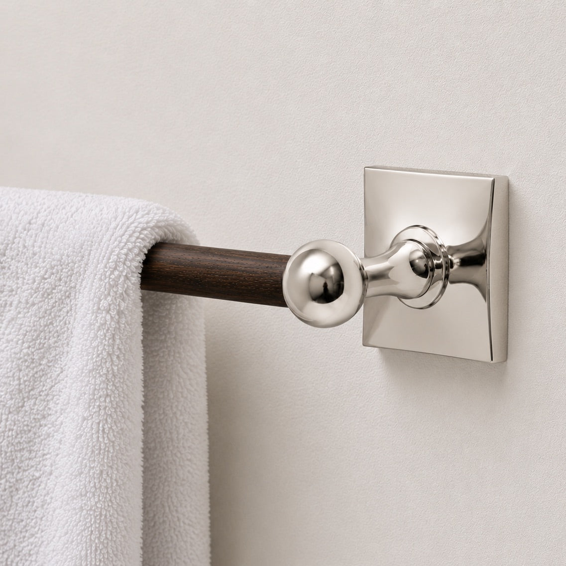 Maddison Wood Towel Bar - Polished Nickel#Size_24" c-c#Wood_Dark Walnut