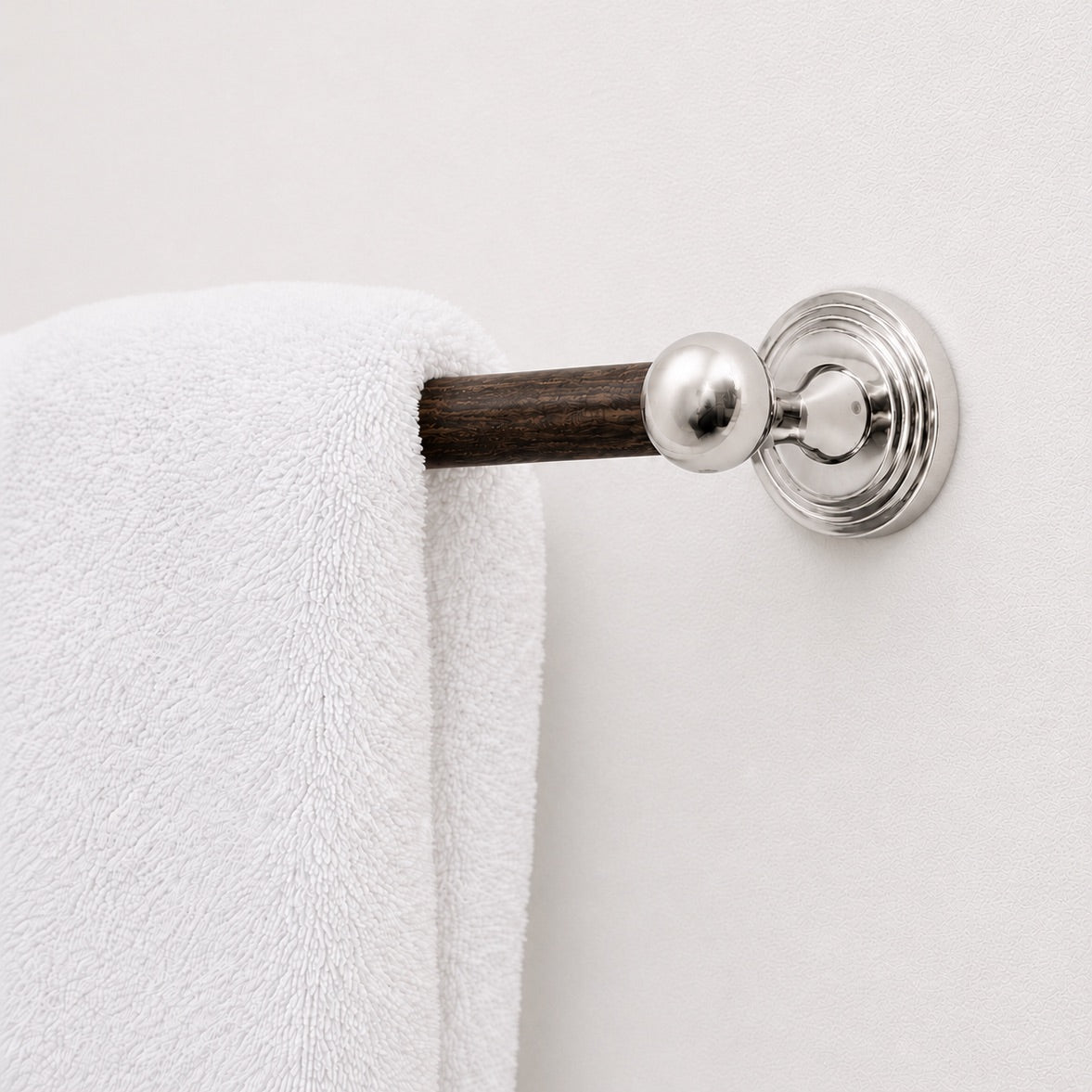 Briar Wood Towel Bar - Polished Nickel#Size_24" c-c#Wood_Dark Walnut