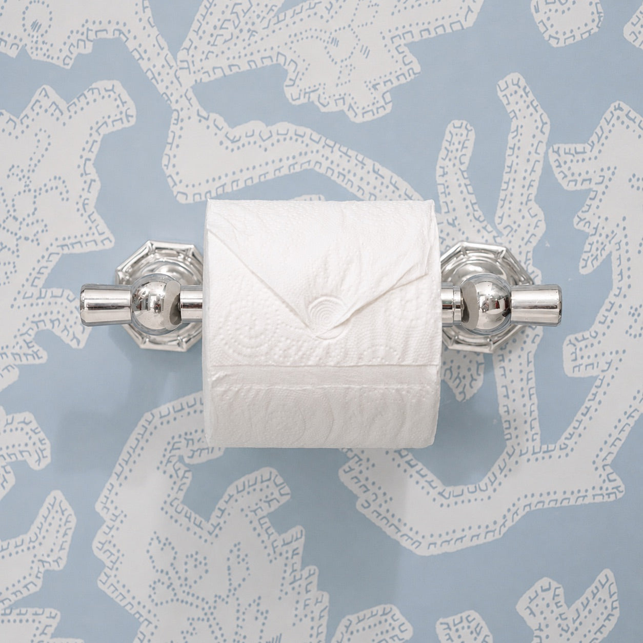 Bamboo Brass Spring Bar Toilet Paper Holder - Polished Nickel