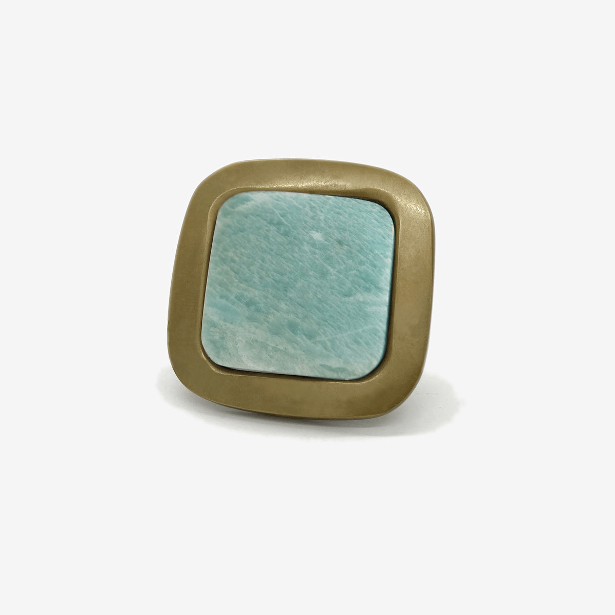 Benson Custom Knob - Burnished Brass#Size_1.75"#Gemstone_Amazonite