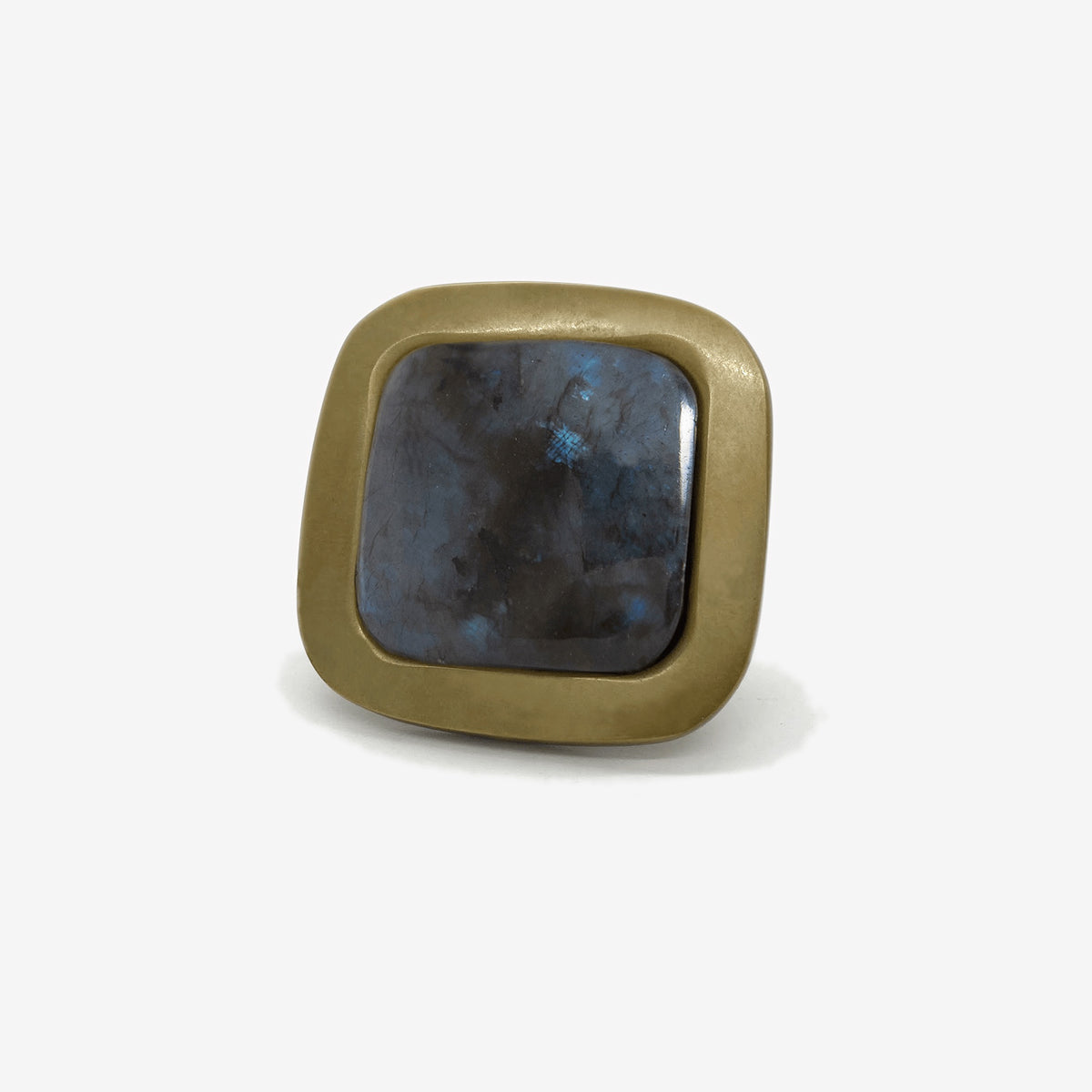 Benson Custom Knob - Burnished Brass#Size_1.75"#Gemstone_Labradorite