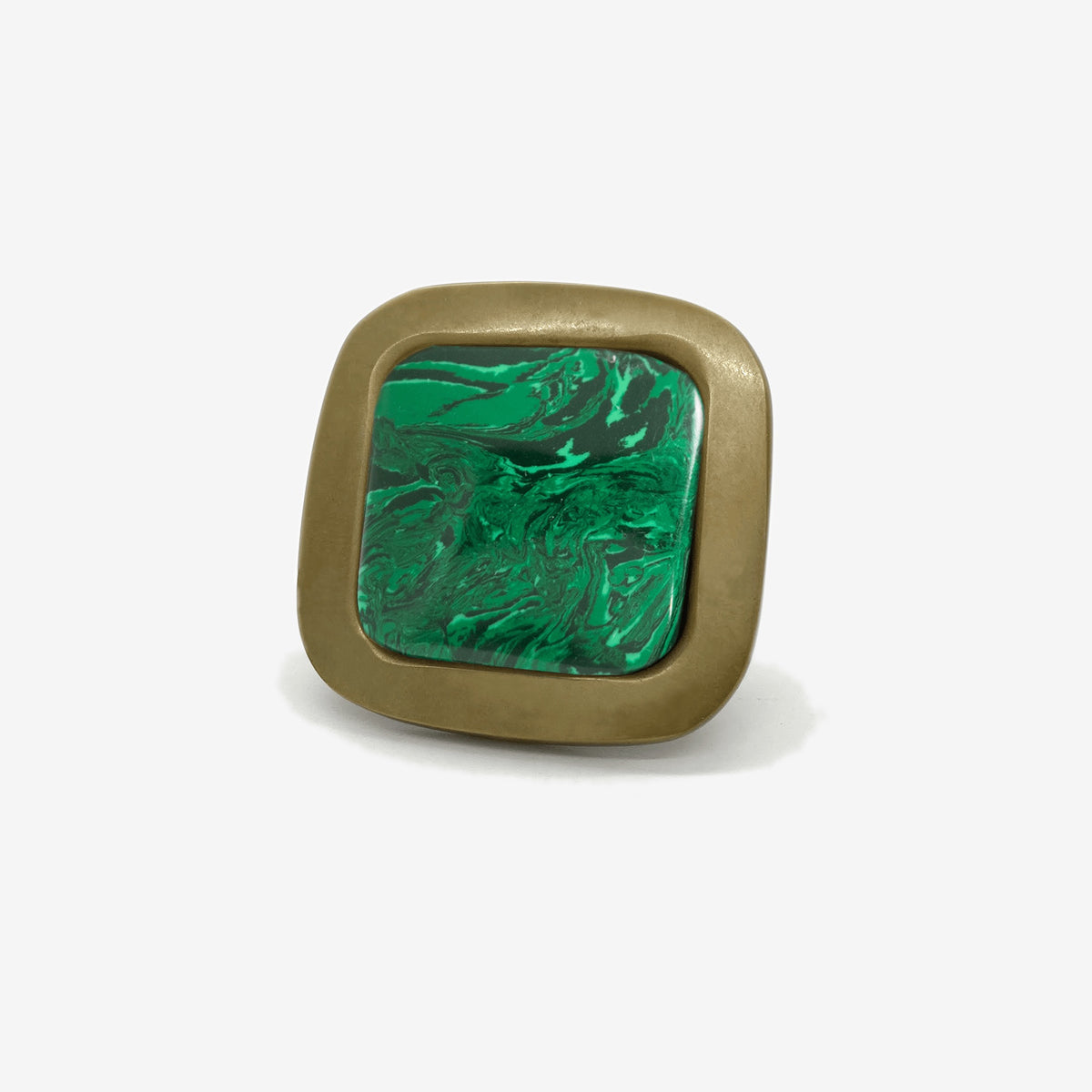 Benson Custom Knob - Burnished Brass#Size_1.75"#Gemstone_Malachite