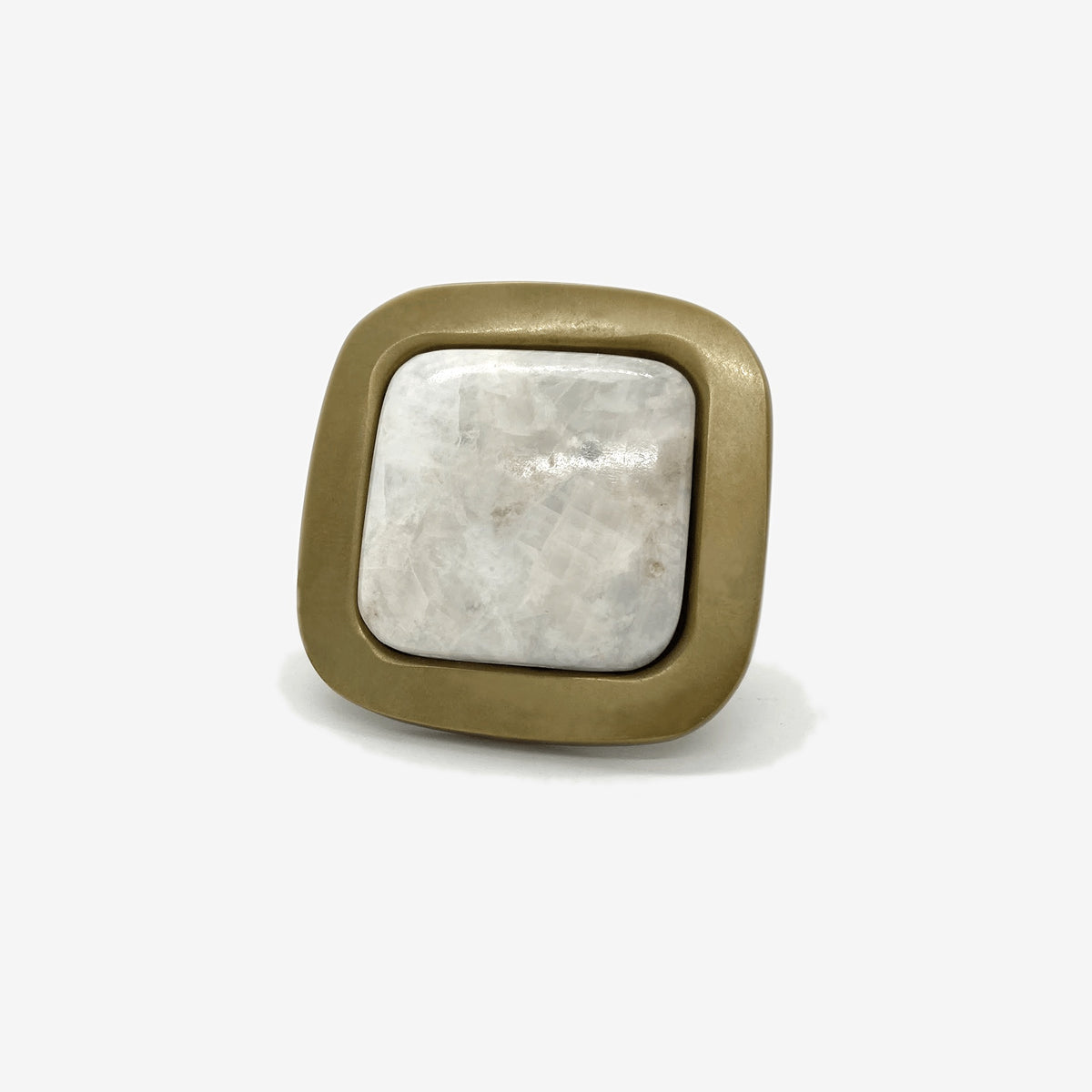 Benson Custom Knob - Burnished Brass#Size_1.75"#Gemstone_Moonstone