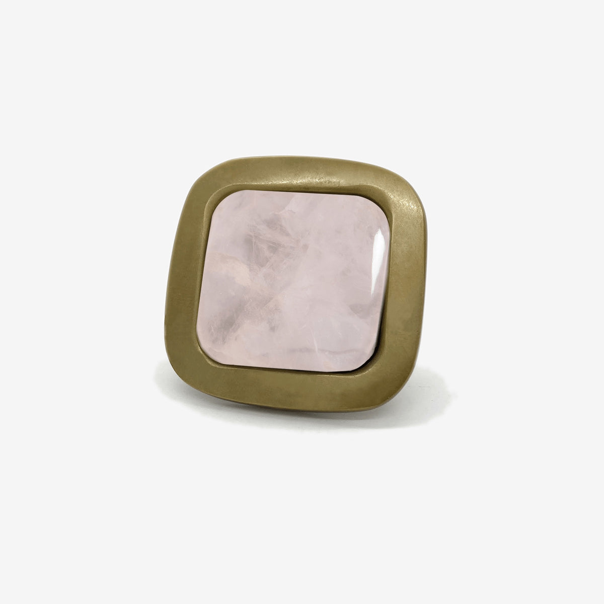 Benson Custom Knob - Burnished Brass#Size_1.75"#Gemstone_Rose Quartz