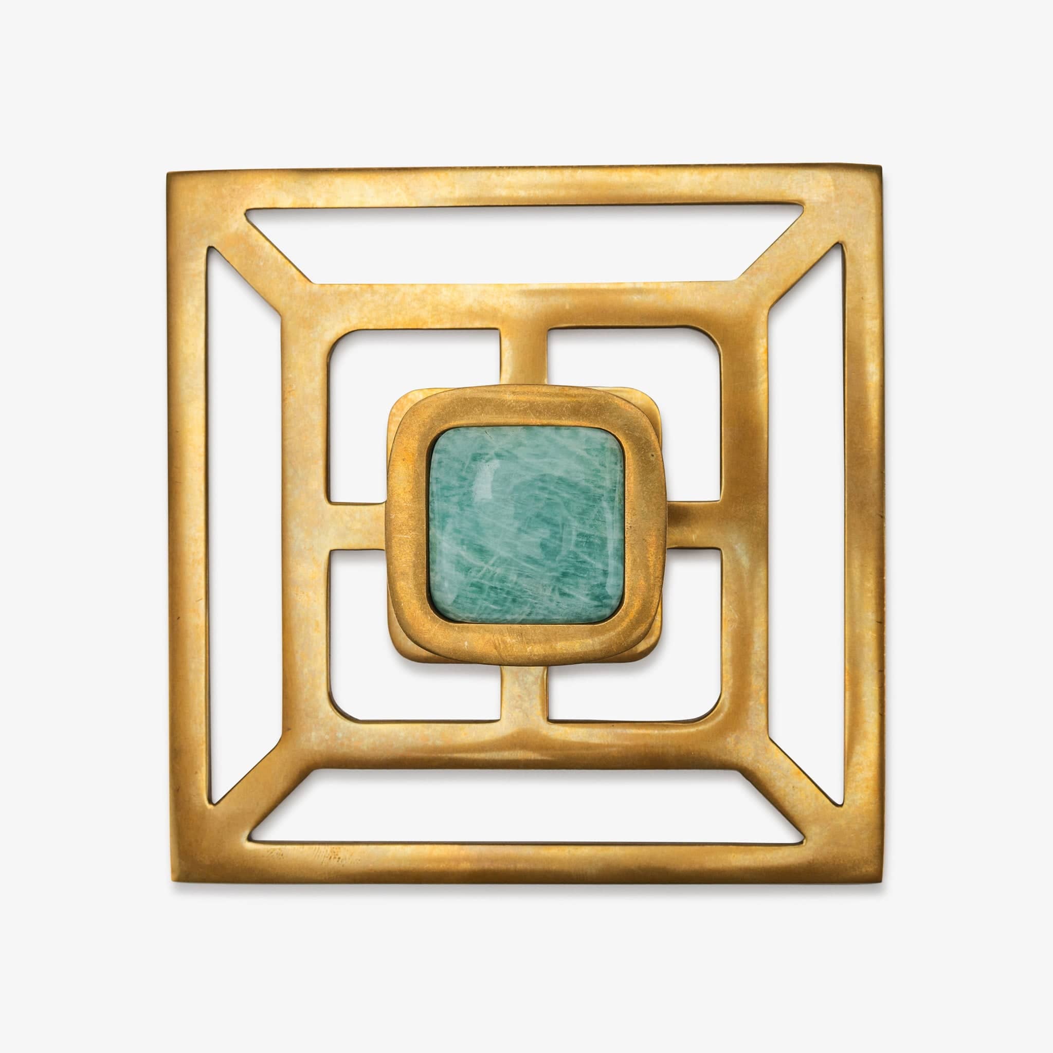 Benson 1.75" Custom Knob w/ Benson 5" Backplate - Burnished Brass#Gemstone_Amazonite