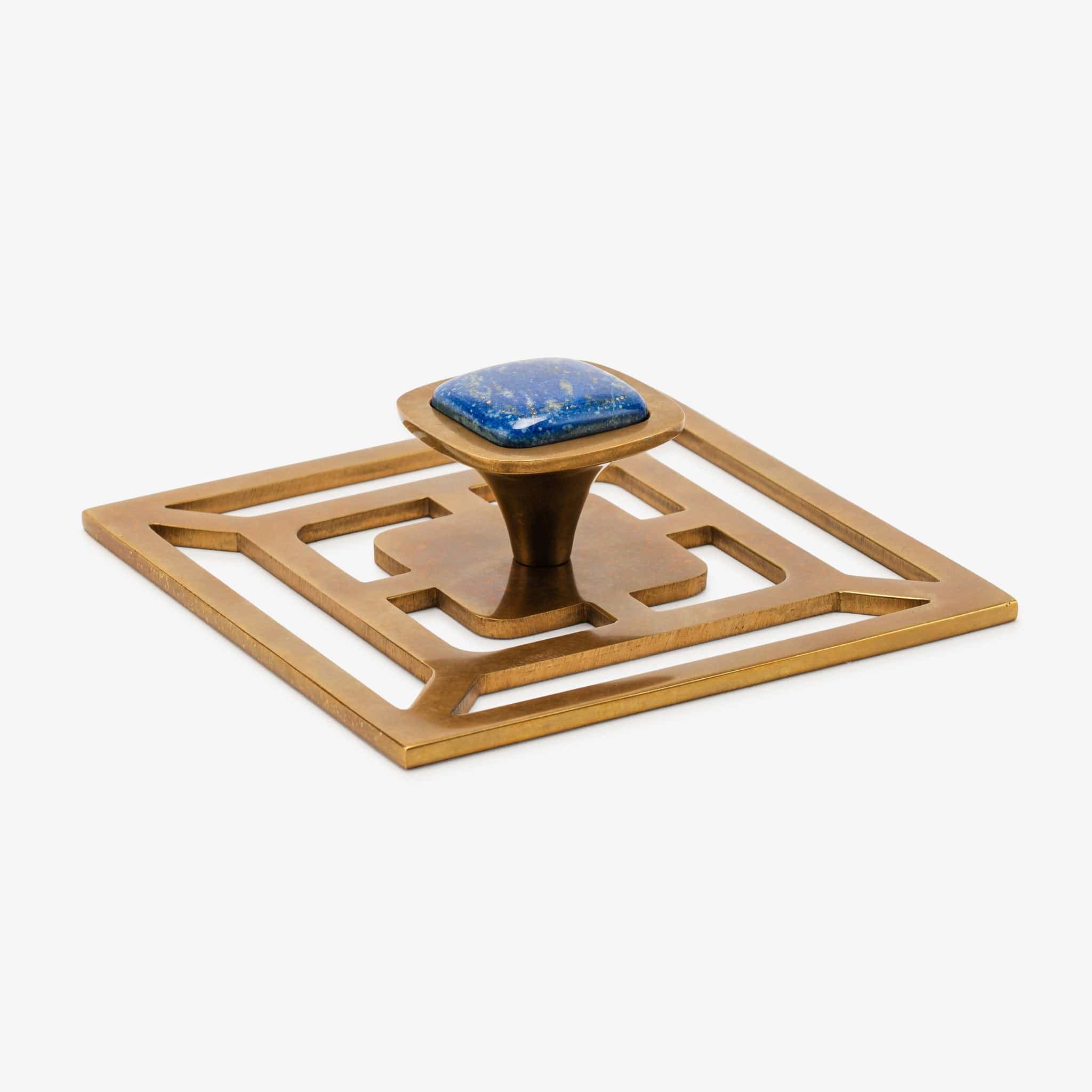 Benson 1.75" Custom Knob w/ Benson 5" Backplate - Burnished Brass#Gemstone_Lapis