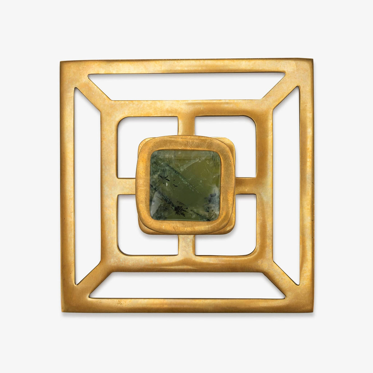 Benson 1.75" Custom Knob w/ Benson 5" Backplate - Burnished Brass#Gemstone_Prehnite