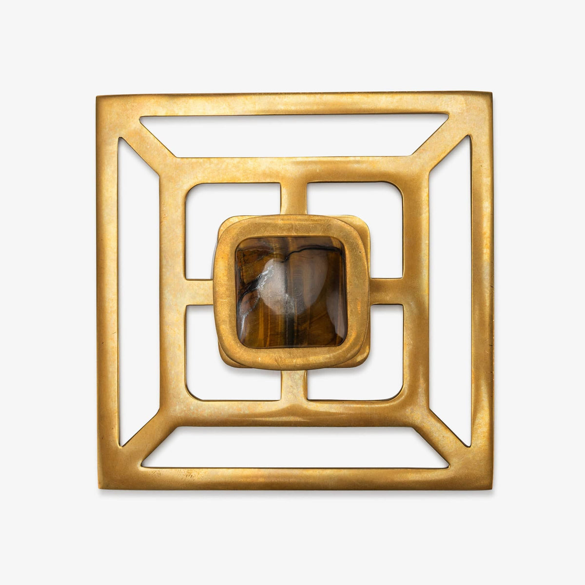 Benson 1.75" Custom Knob w/ Benson 5" Backplate - Burnished Brass#Gemstone_Tigers Eye