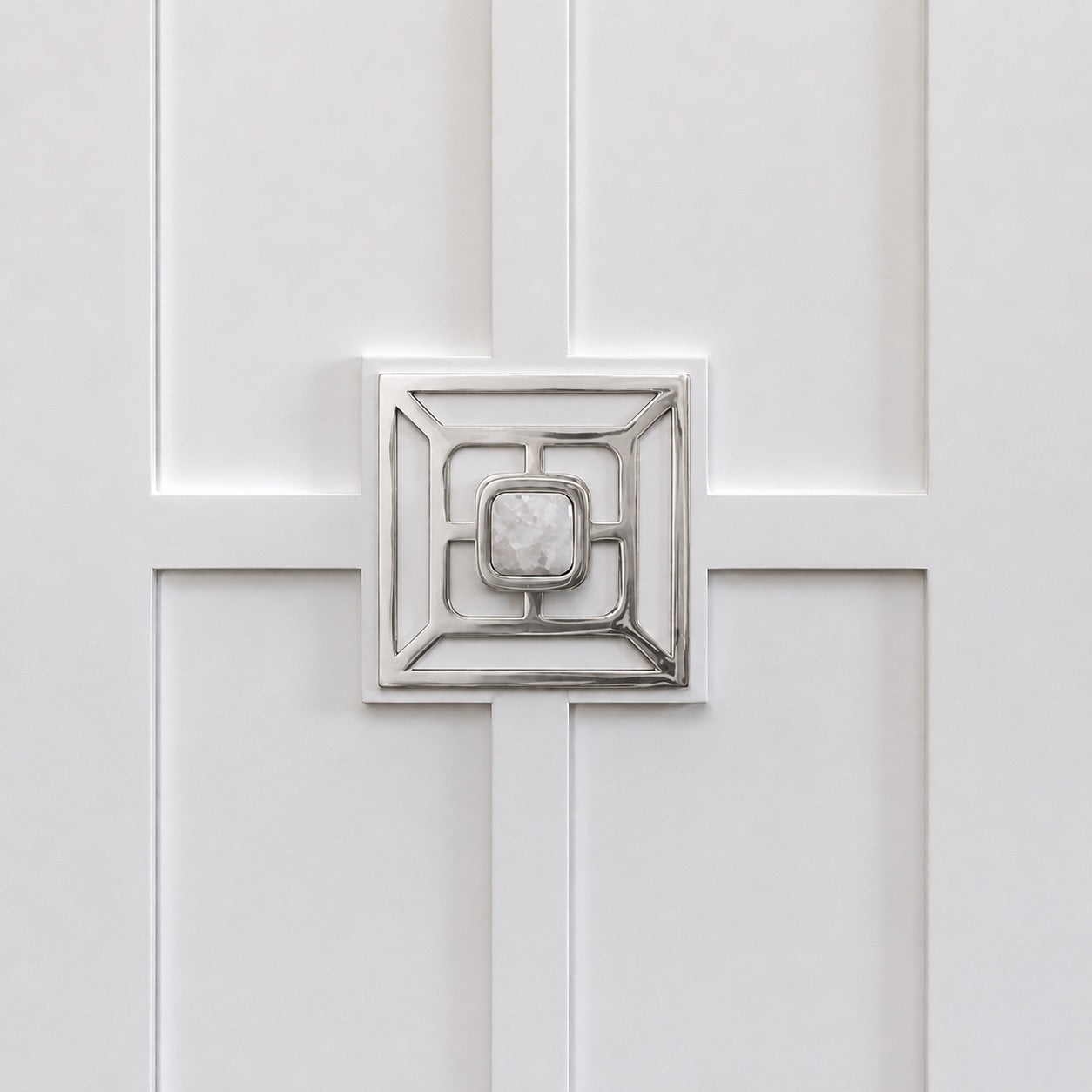 Benson 1.75" Custom Knob w/ Benson 5" Backplate - Polished Nickel#Gemstone_Moonstone