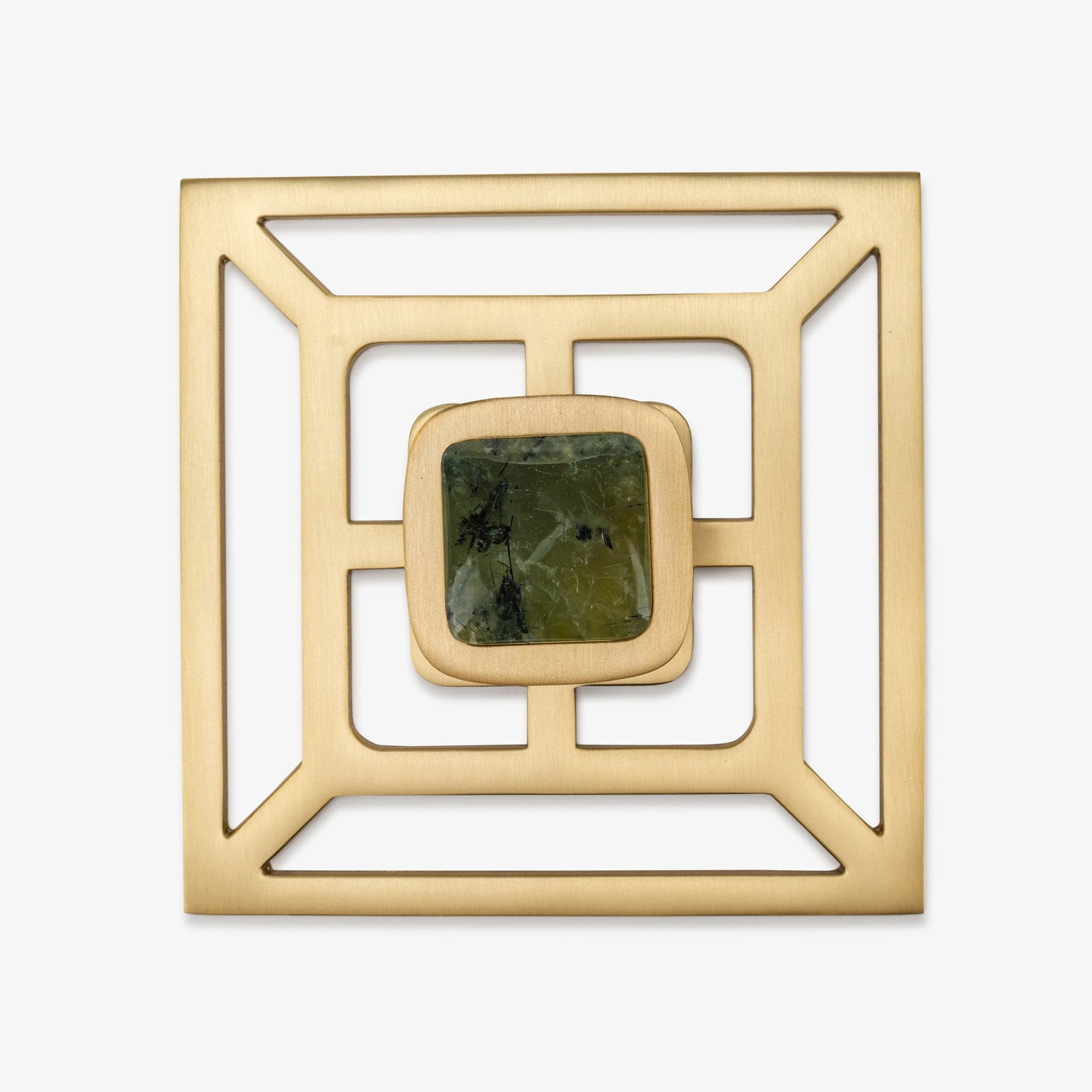 Benson 1.75" Custom Knob w/ Benson 5" Backplate - Satin Brass Matte#Gemstone_Prehnite