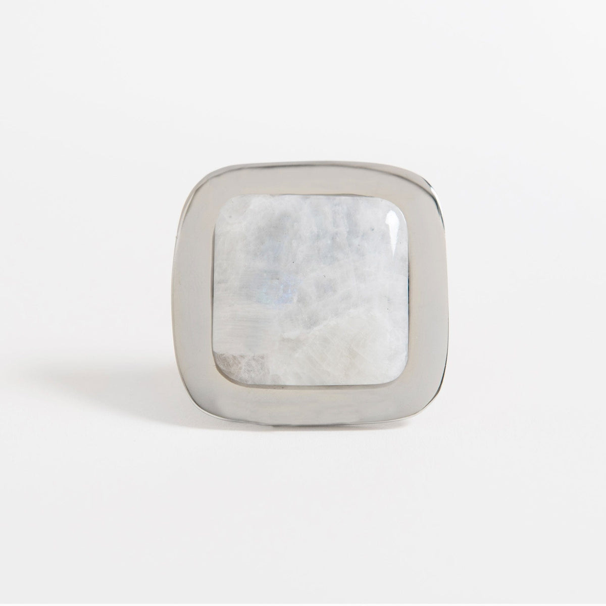 Benson Custom Knob - Polished Nickel#Gemstone_Moonstone#Size_1.75"