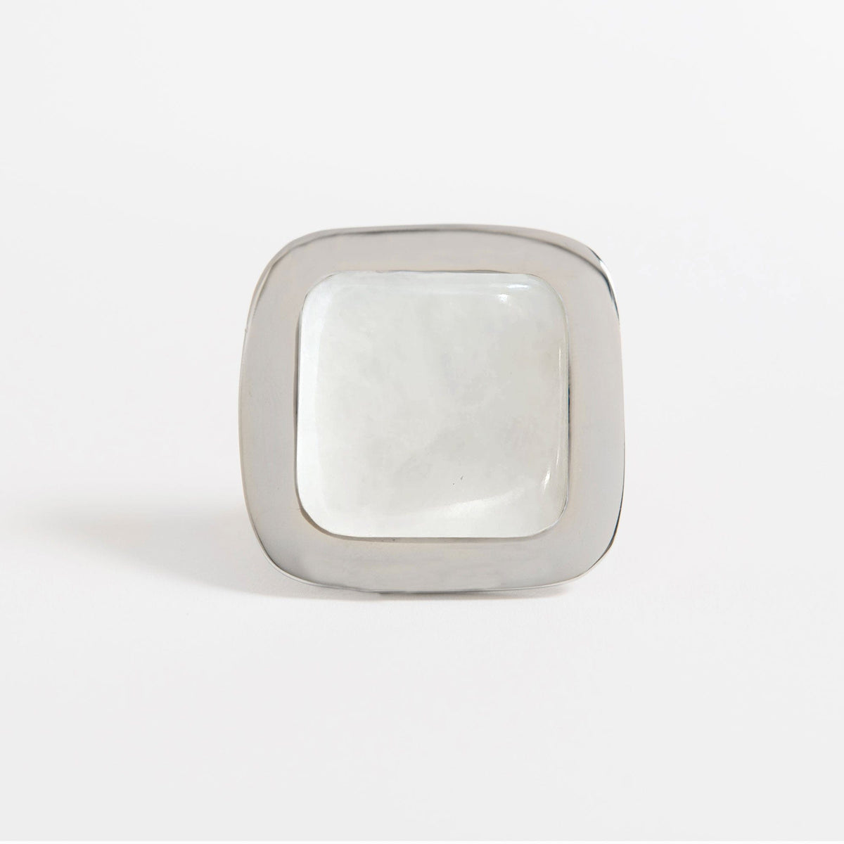 Benson Custom Knob - Polished Nickel#Gemstone_White Quartz#Size_1.75"