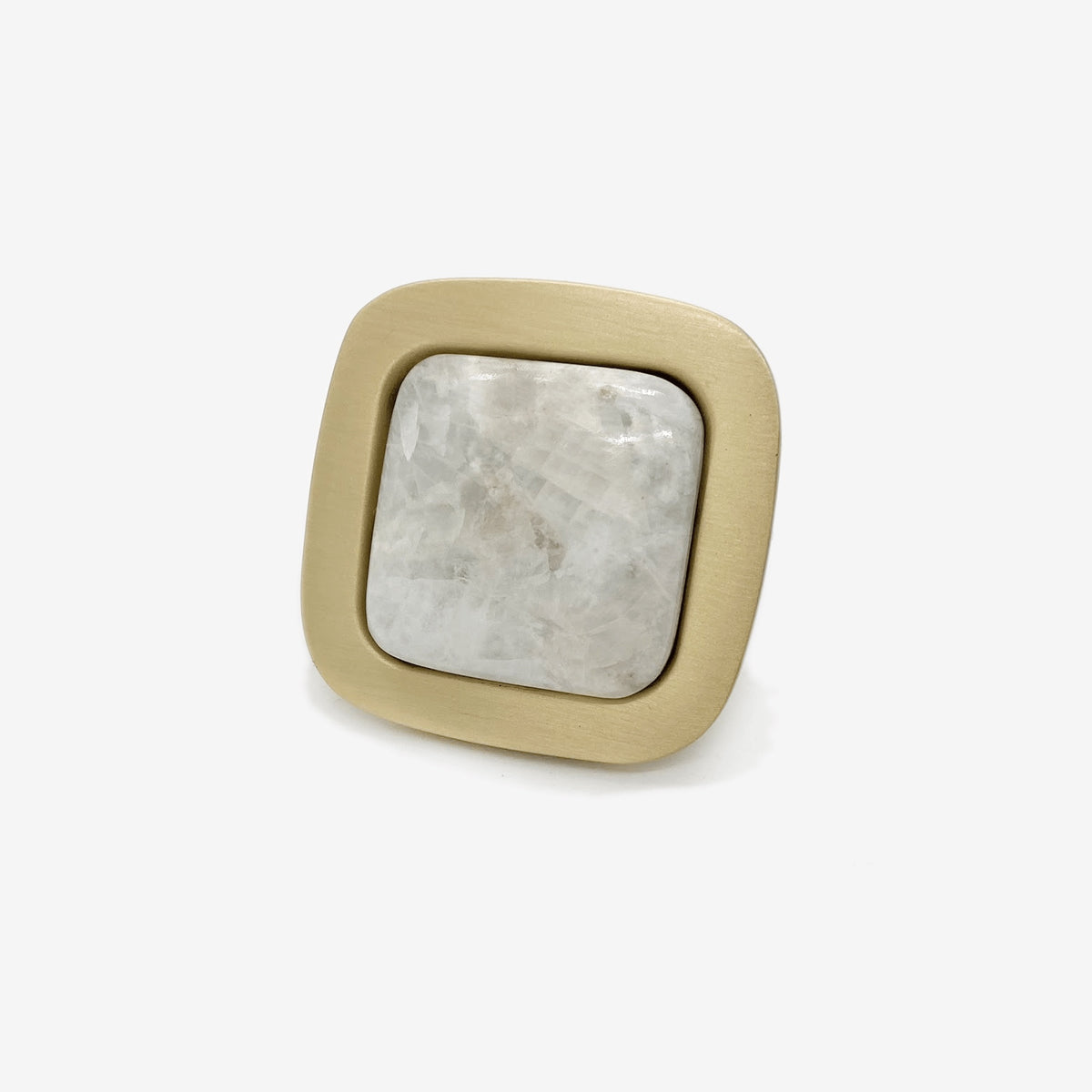 Benson Custom Knob - Satin Brass Matte#Size_1.75"#Gemstone_Moonstone