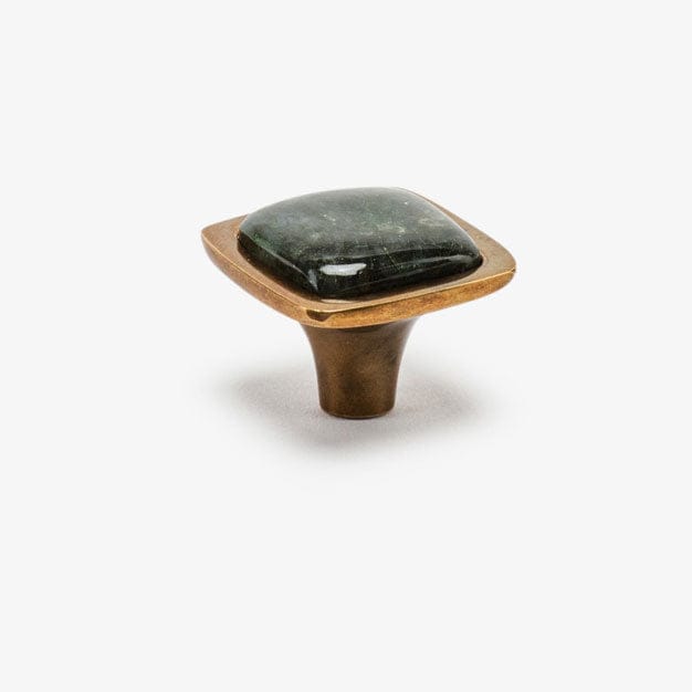 Benson Custom Knob - Burnished Brass#Size_1.25"#Gemstone_Labradorite
