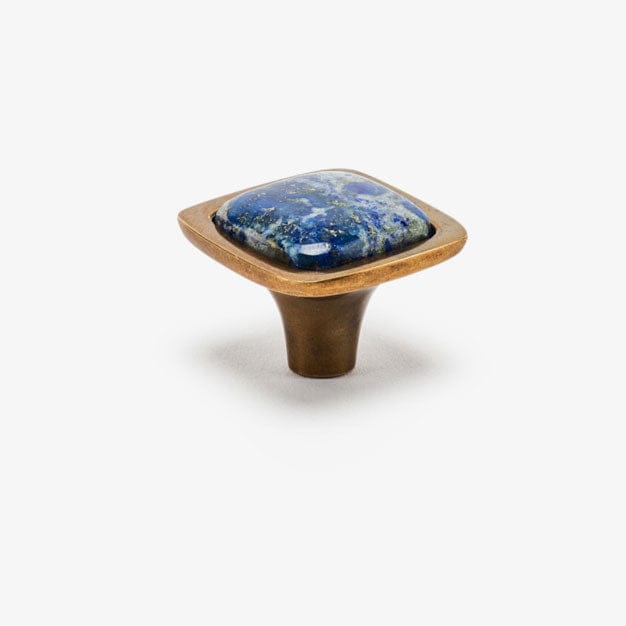 Benson Custom Knob - Burnished Brass#Size_1.25"#Gemstone_Lapis