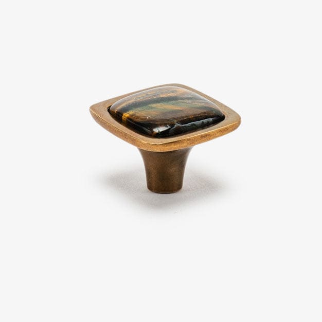 Benson Custom Knob - Burnished Brass#Size_1.25"#Gemstone_Tiger's Eye