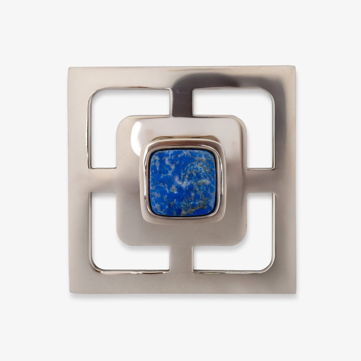 Benson 1.25" Custom Knob w/ Benson 3.40" Backplate - Polished Nickel#Gemstone_Lapis