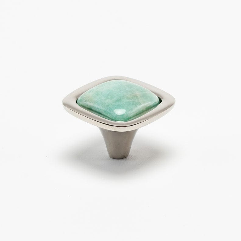 Benson Custom Knob - Polished Nickel#Gemstone_Amazonite#Size_1.25"