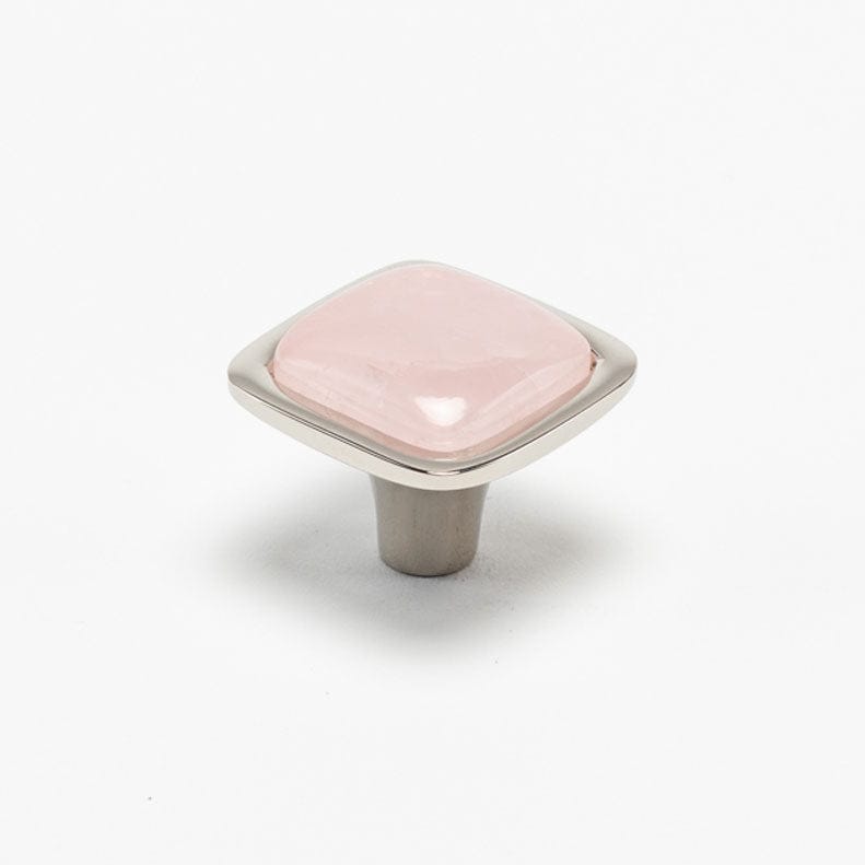 Benson Custom Knob - Polished Nickel#Gemstone_Rose Quartz#Size_1.25"