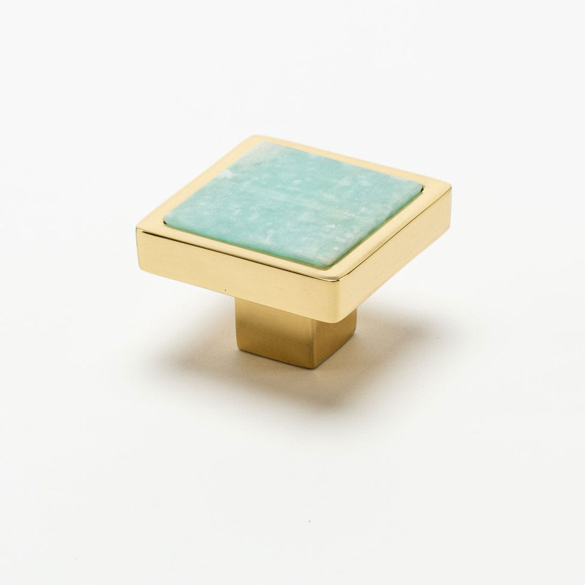 Horne 1.89" Custom Knob - Polished Brass#Gemstone_Amazonite#Size_1.89"