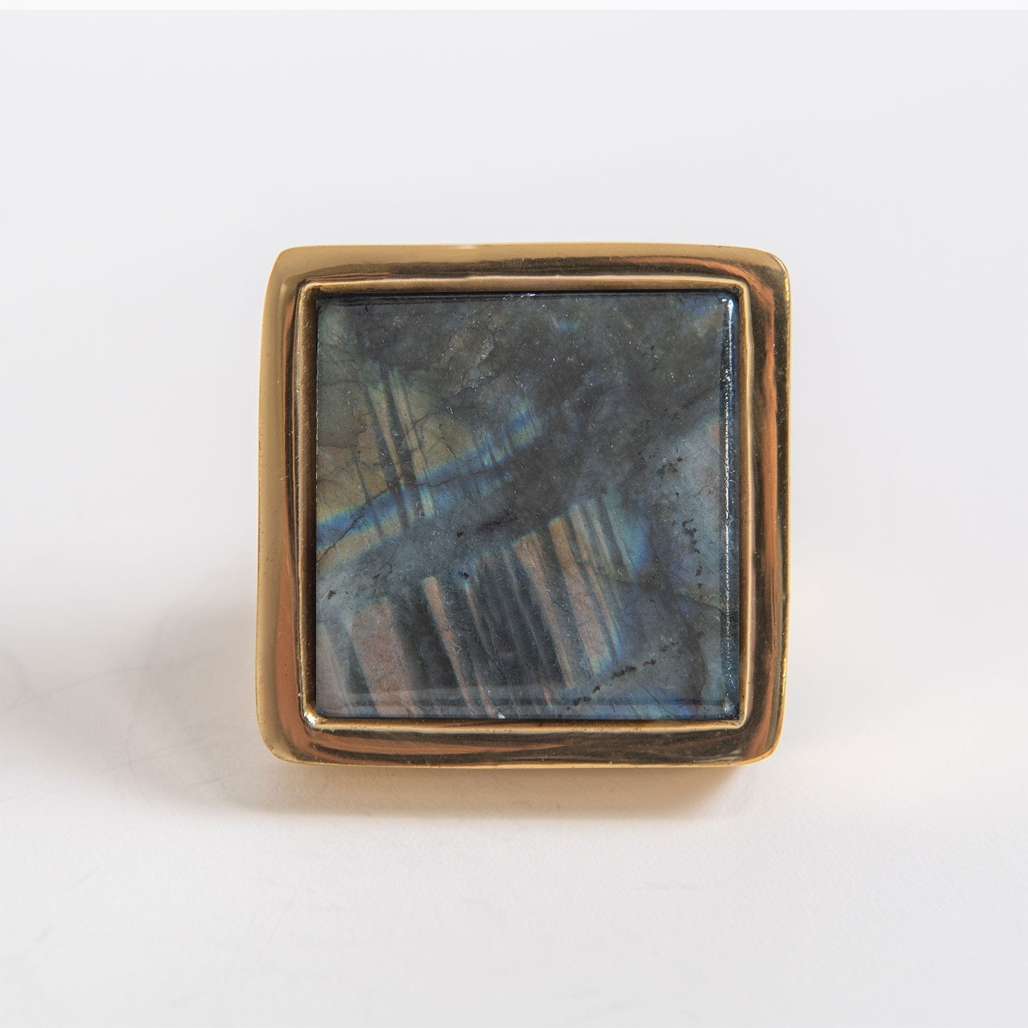 Horne 1.89" Custom Knob - Polished Brass#Gemstone_Labradorite#Size_1.89"