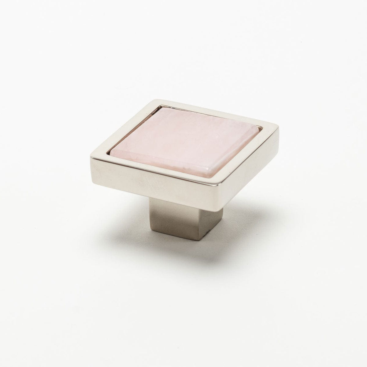 Horne Custom Knob - Polished Nickel#Gemstone_Rose Quartz