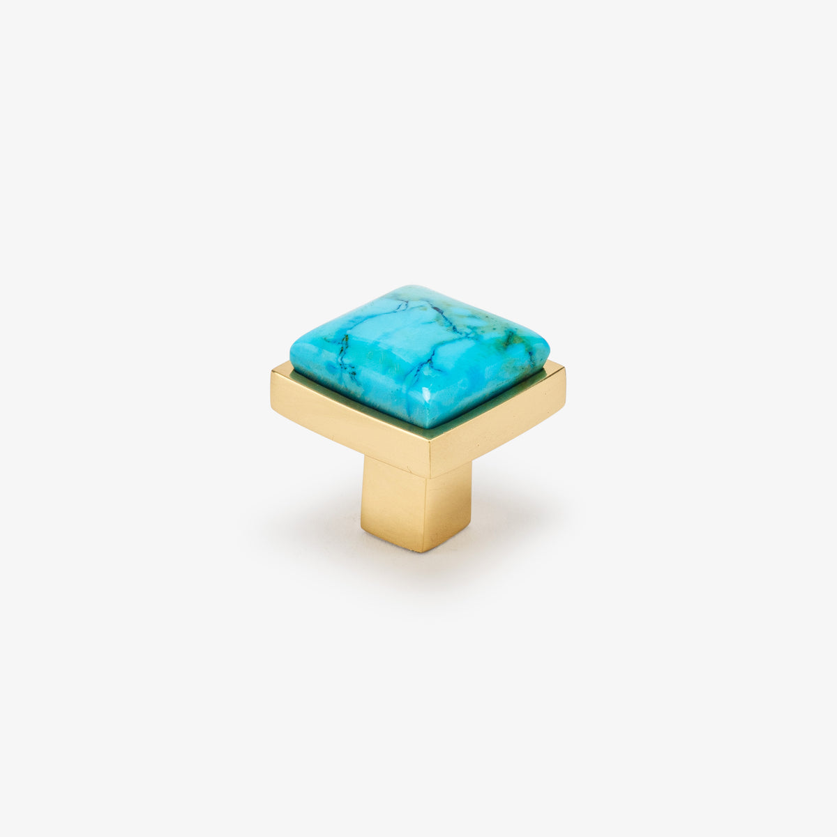 Horne Turquoise Knob  - Polished Brass