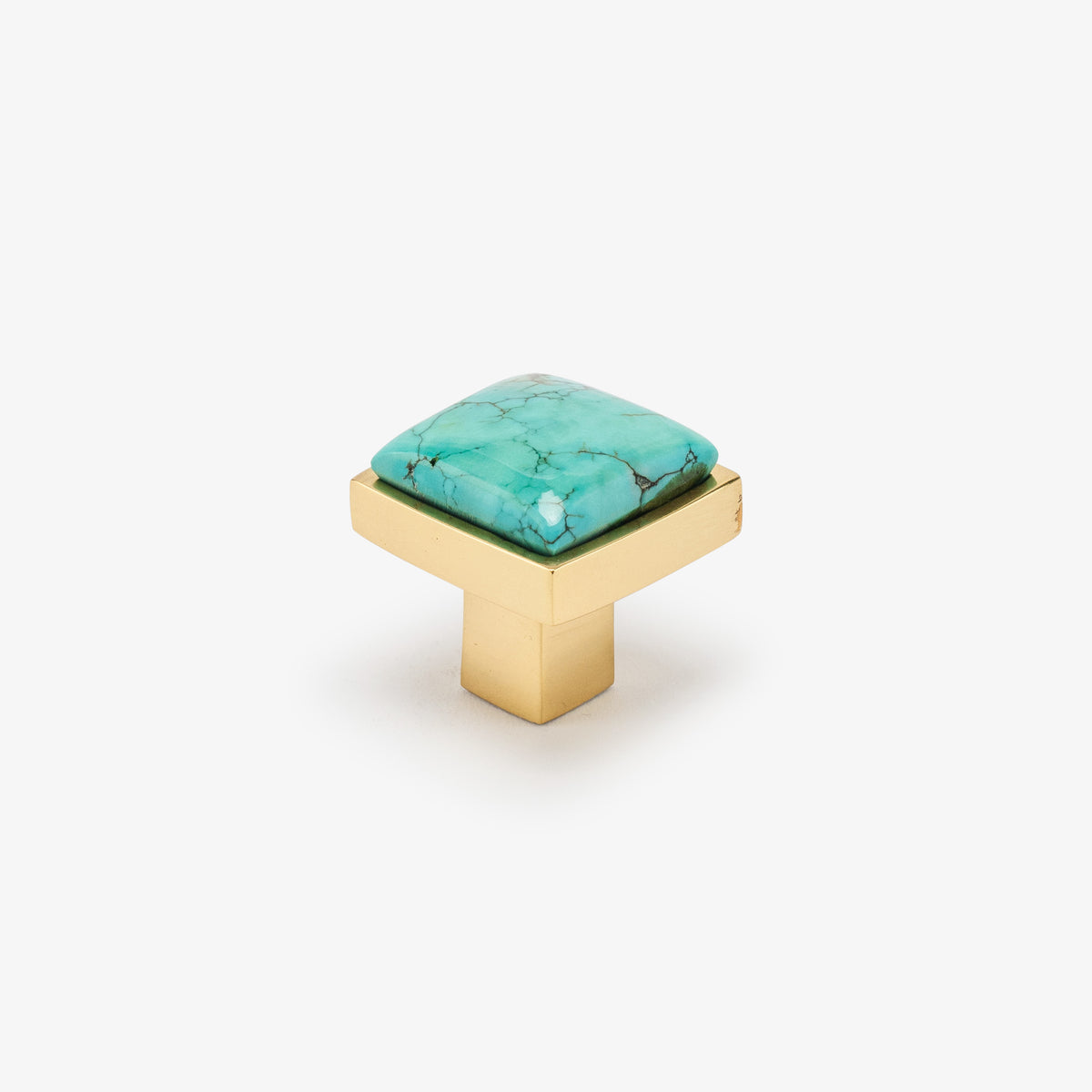 Horne Turquoise Knob  - Polished Brass