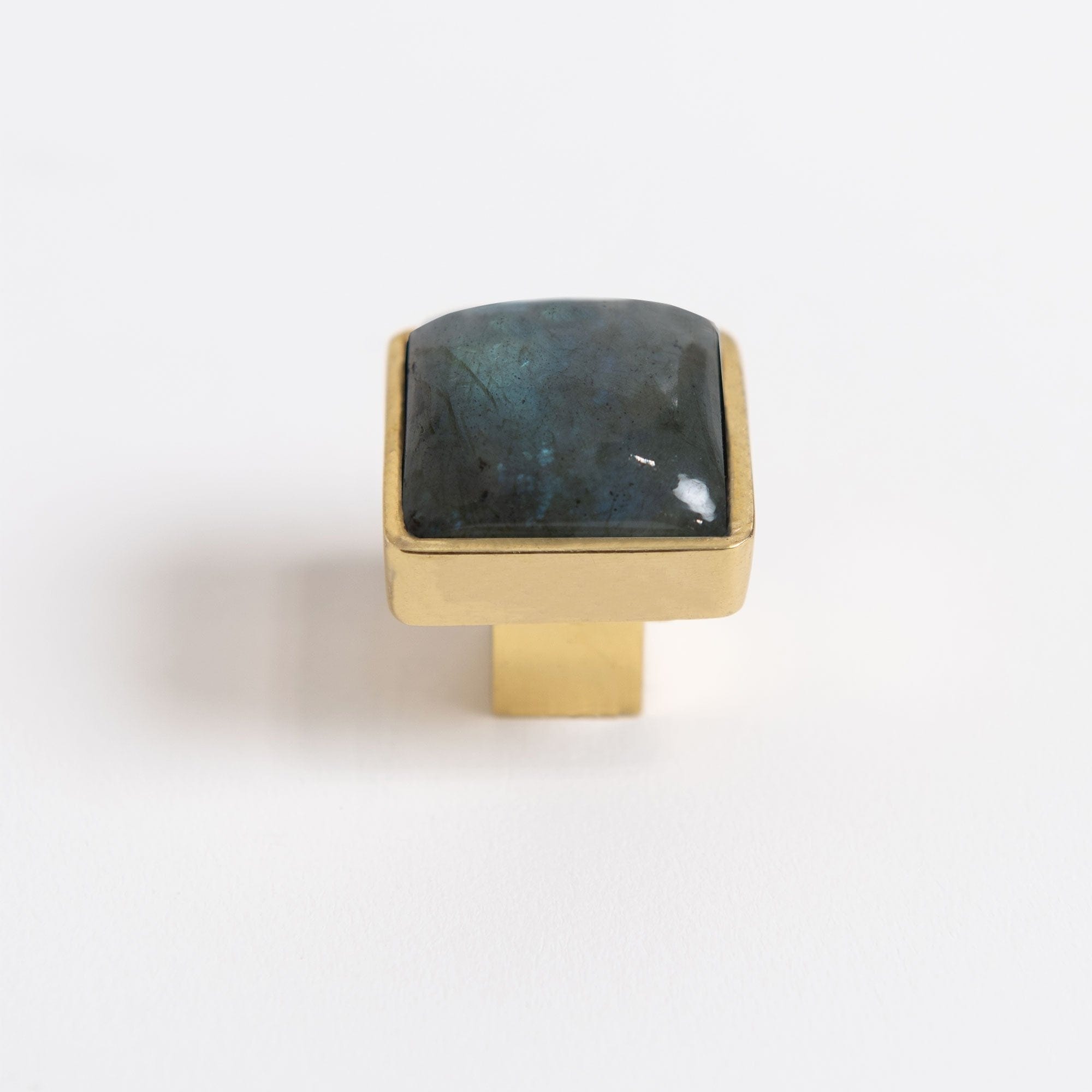 Horne 0.89" Custom Knob - Polished Brass#Gemstone_Labradorite#Size_0.89"
